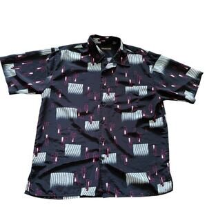 VTG 90s Giogio Berttynari Patterned Button Up Shirt Mod Style size XL